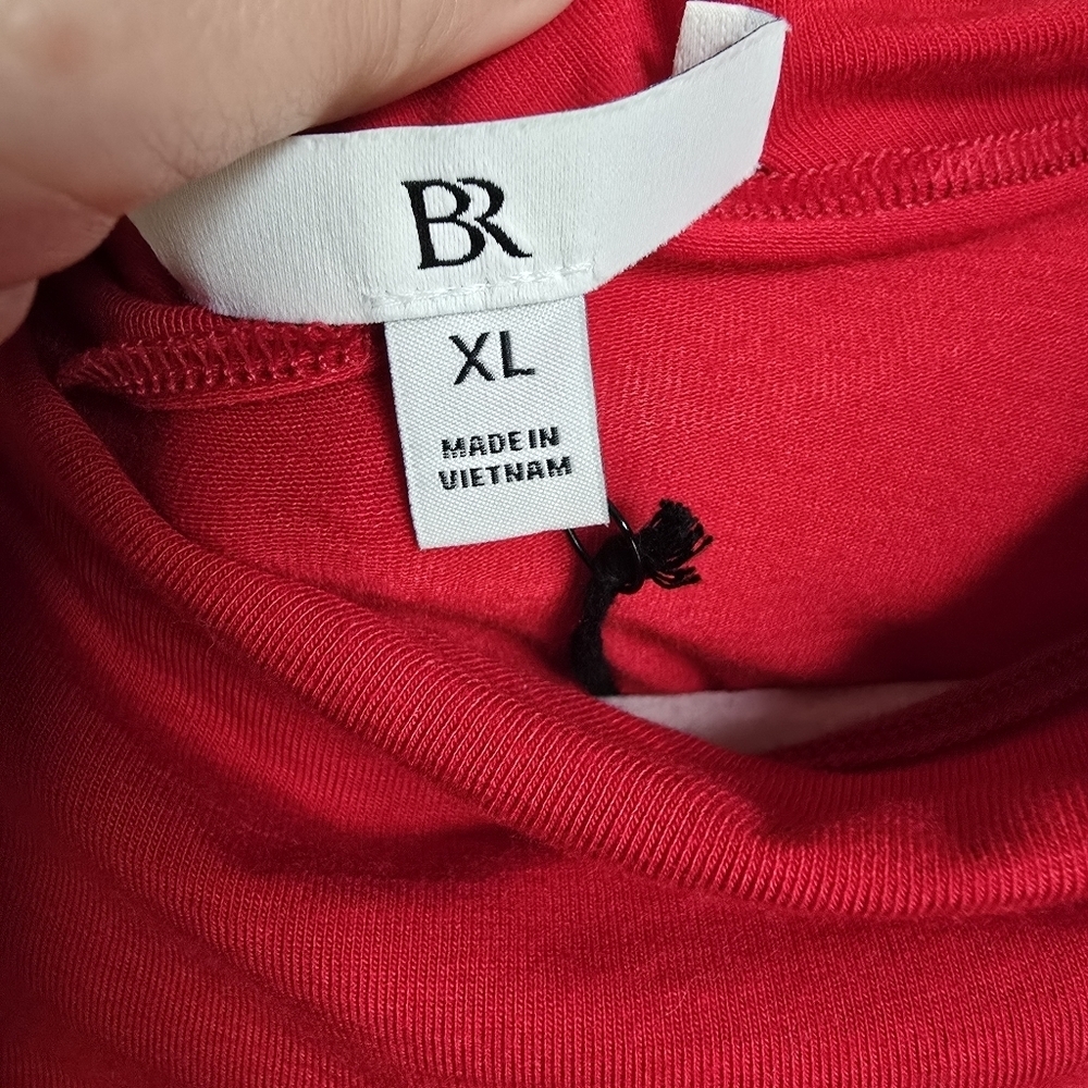Banana Republic New Red Luxe Wool Blend Asymmetrical Draped Top Blouse SZ XL - Picture 8 of 12